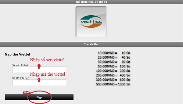 Hướng Dẫn Nạp Thẻ Garena Bằng Thẻ Điện Thoại Viettel